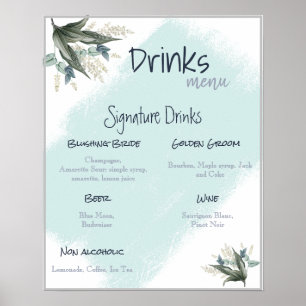 Getränke-Menü Hochzeitsposter Poster