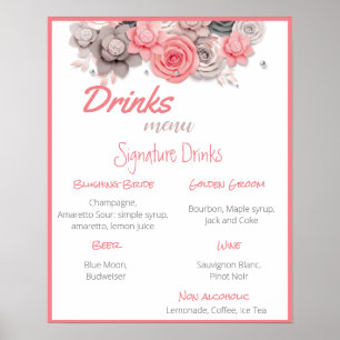 Getränke-Menü Hochzeitsposter Poster