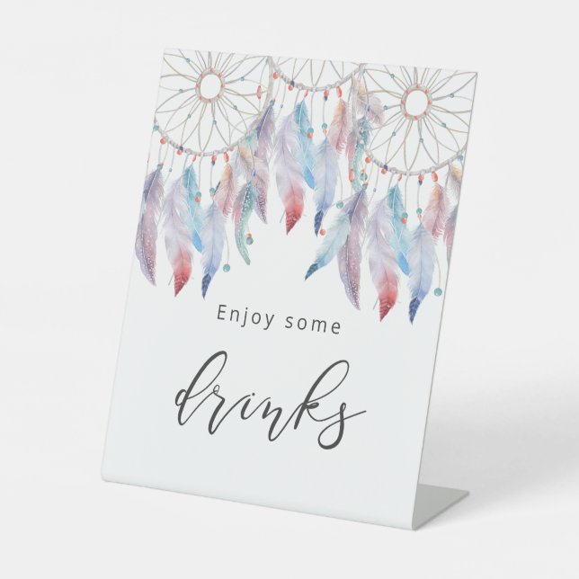 Getränke Minimalistisches Boho Baby Dusche Party s Sockelschild (Vorderseite)