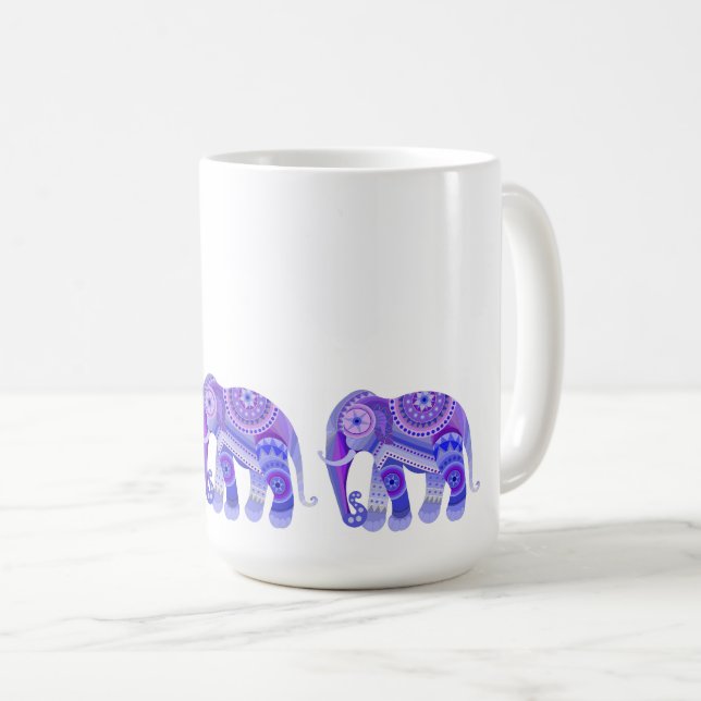 GETRÄNKE MIT BLAUER LILA COOLER ELEFANISCHER KAFFE KAFFEETASSE (VorderseiteRechts)