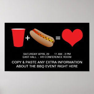 Getränke plus Hot Dogs gleich Liebe Poster