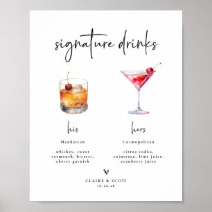 Getränke-Signature-Hochzeitsbar-Schild Poster