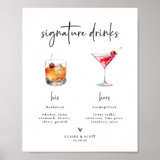 Getränke-Signature-Hochzeitsbar-Schild Poster