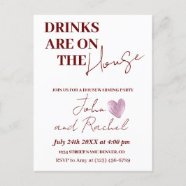 Getränke sind auf dem Haus Erwärmung Party rustika Postkarte