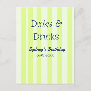 Getränke & Trinken grün gestreift Geburtstagsname  Postkarte