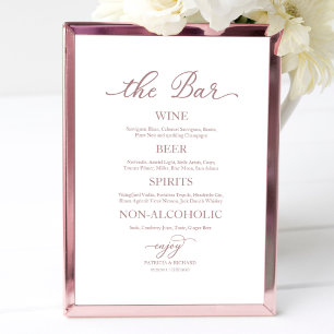 Getränkebar Roségold Kalligrafie Hochzeitsschild Poster