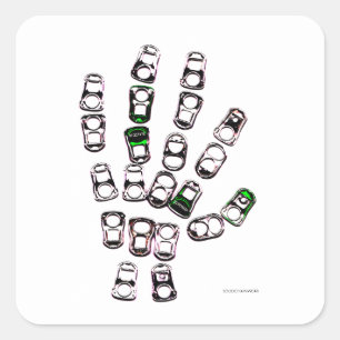 Getränkedosezug-Vorsprungshand Quadratischer Aufkleber