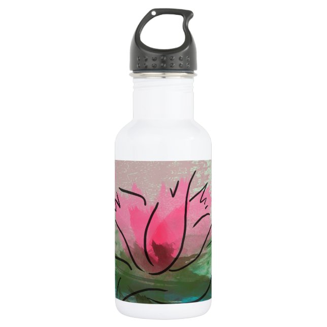 Getränkeflasche, rosa Blume Edelstahlflasche (Vorderseite)
