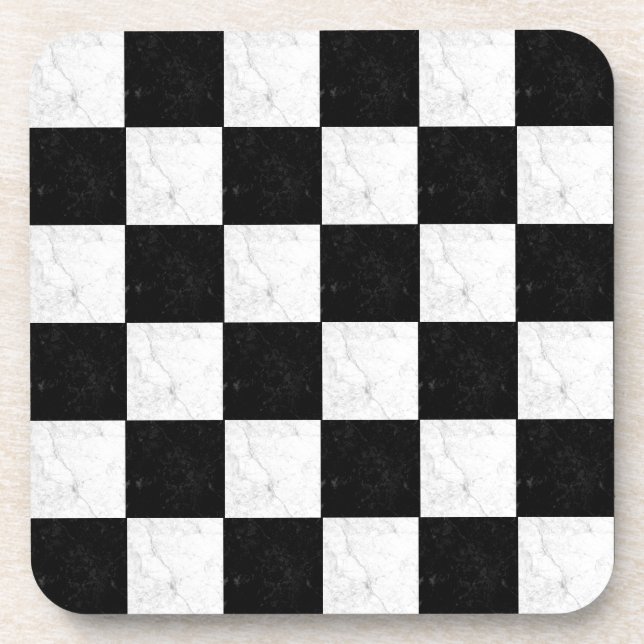 Getränkekappe aus schwarzem und weißem Marmor Getränkeuntersetzer (Vorderseite)