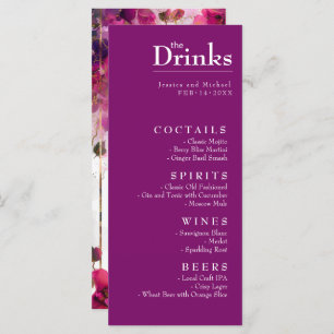 Getränkekarte Fuchsia Verzauberung: Wasserfarbe Menükarte