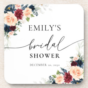 Getränkekoaster aus Burgund und Brautparty der Mar Getränkeuntersetzer