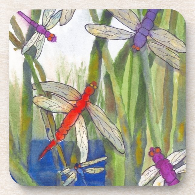 Getränkeküste, Untersetzer Set von Vier, Libelle (Vorderseite)