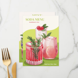 Getränkemenü Wasserfarbe Soda Menükarte