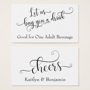 Getränketickets Schwarze Script-Typografie auf W