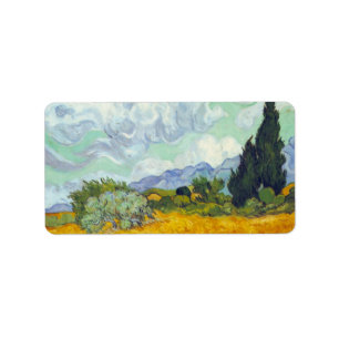 Getreidefeld mit Cyprusses durch Vincent van Gogh Adressaufkleber