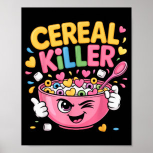 Getreidekiller Cartoon-Schüssel Lustiges Frühstück Poster