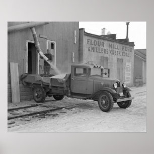 Getreidelieferwagen, 1936. Vintage-Foto Poster