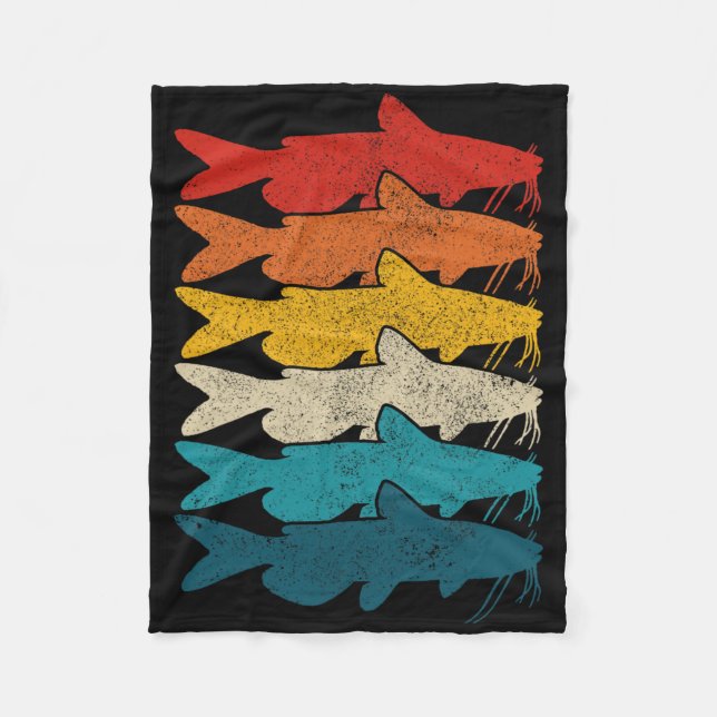 Getreifter Katzenwels Vintage Fisch Katzenwels Ang Fleecedecke (Vorderseite)