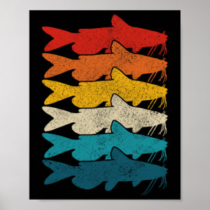 Getreifter Katzenwels Vintage Fisch Katzenwels Ang Poster