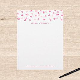 Getrennte rosa Herzen Confetti Briefbogen