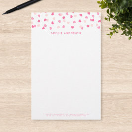 Getrennte rosa Herzen Confetti Briefpapier