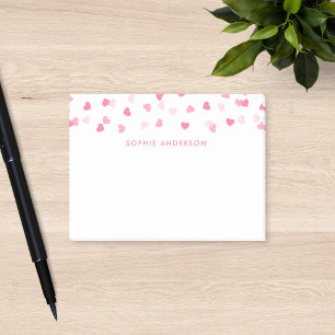 Getrennte rosa Herzen Confetti Post-it Klebezettel