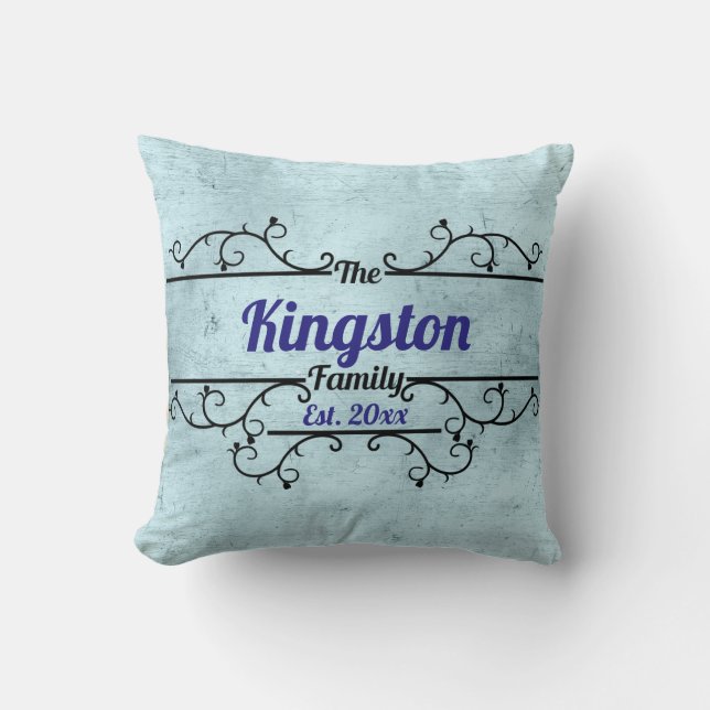 Getrennte Weinreben Border Personalisiert Blue Kissen (Vorderseite)