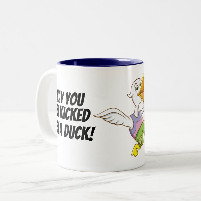 Getreten durch Ente! Ukrainische Zweifarbige Tasse (Vorderseite Links)