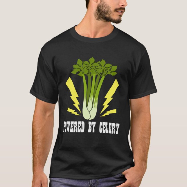 Getrieben von Gemüse Ironic Leek Celery Quote T-Shirt (Vorderseite)