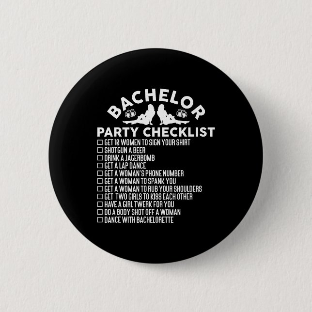 Getried Groom Funny Bachelor Party Checkli Button (Vorderseite)
