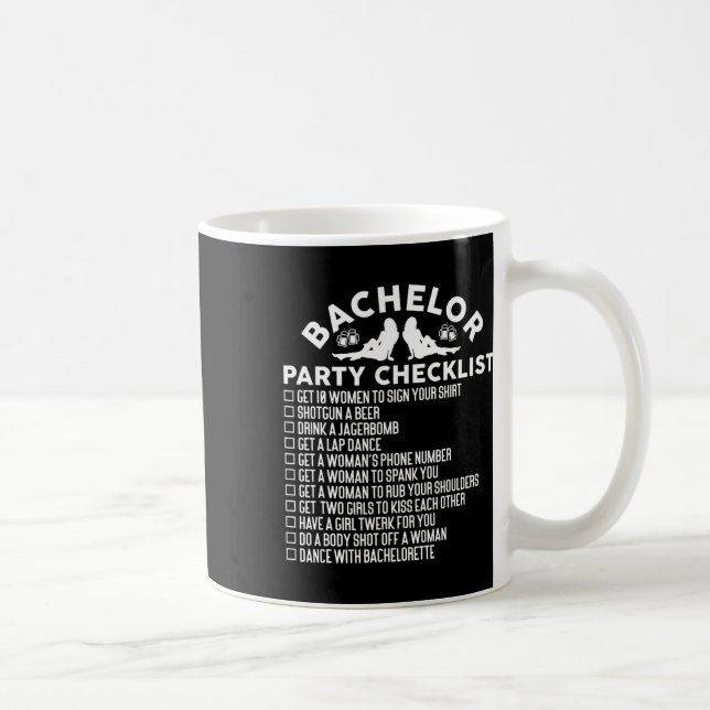 Getried Groom Funny Bachelor Party Checkli Kaffeetasse (Rechts)