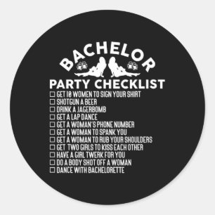Getried Groom Funny Bachelor Party Checkli Runder Aufkleber