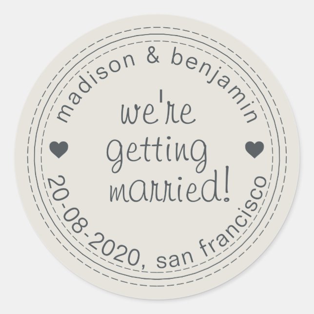 Getried Save the Date Gray Umschlag Aufkleber (Vorderseite)