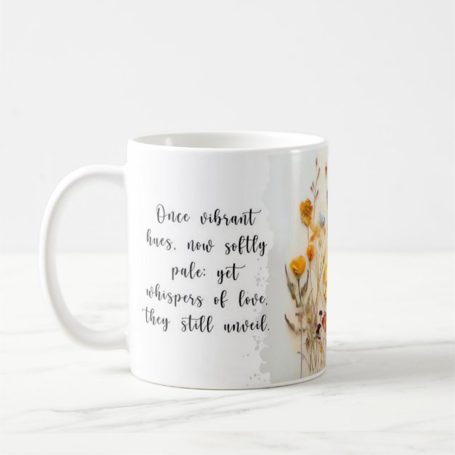 Getrocknete Blume + Gedicht-Design der Liebe | TAS Kaffeetasse (Links)