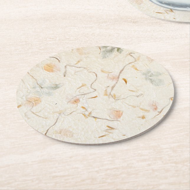 Getrocknete Blume natürliches Kraftpapier Runder Pappuntersetzer (Angewinkelt)