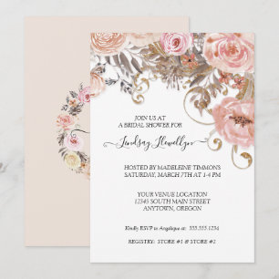 Getrocknete Blumen Boho Pfirsich Rose Gold Brautpa Einladung