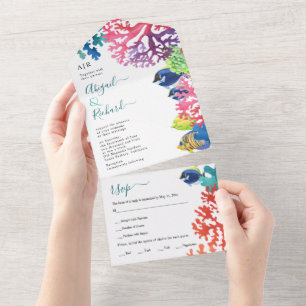 Getrocknete Blumen, Pampasgras und Palmwedel-Hochz All In One Einladung