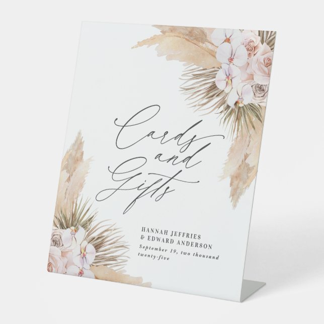 Getrocknete botanische Pampas natürliche botanisch Sockelschild (Vorderseite)