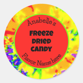 Getrocknete, farbenfrohe Verpackung für Süßwaren Runder Aufkleber