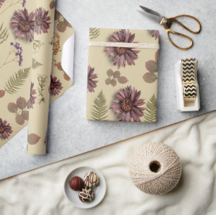 Getrocknete gemischte Blumen Matt Geschenkpapier