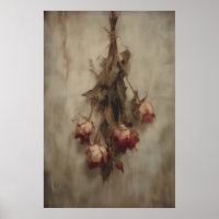 Getrocknete hängende Rosen Wandkunst Druckbar Vint