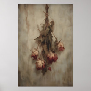 Getrocknete hängende Rosen Wandkunst Druckbar Vint Poster