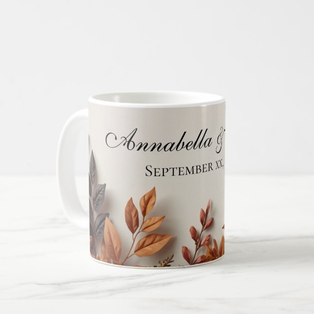 Getrocknete Herbstblumen Florales benutzerdefinier Kaffeetasse (Vorderseite Links)