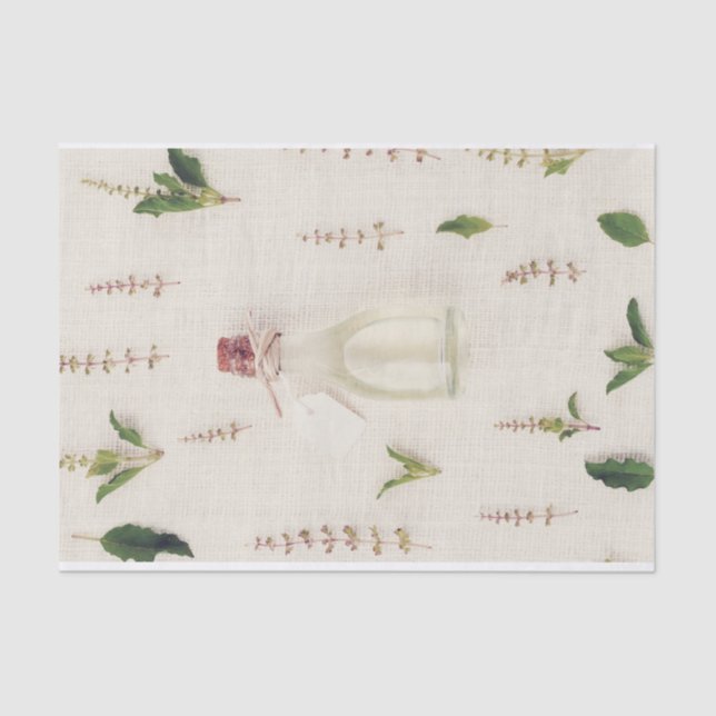 Getrocknete Kräuterglasflasche mit einbrechender T Seidenpapier (Vorderseite)