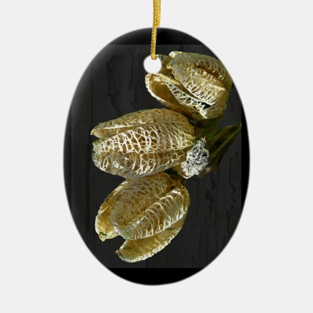 Getrocknete Lily Seed Pods Keramik Ornament (Vorne)
