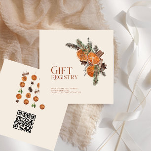 Getrocknete Orange Zimt Winter QR-Code-Geschenkreg Begleitkarte