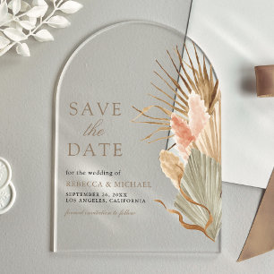 Getrocknete Palm Pampas Taupe Hochzeit Speichern S Acryleinladungen