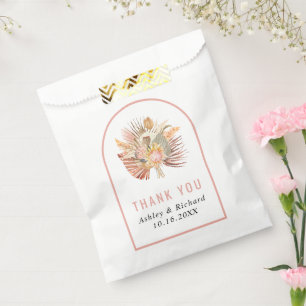 getrocknete Palme, Pampas Gras Danke, rosa Hochzei Geschenktütchen