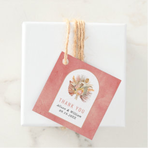 Getrocknete Palme, Pampas-Gras-Rosa Danke für Ihre Geschenkanhänger