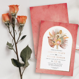 Getrocknete Palmen, Pampasgras rosa Hochzeit Roség Folieneinladung